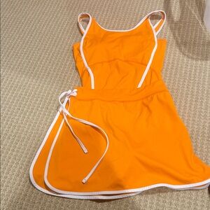 Amazon Vibrant Orange Dress with White Accents